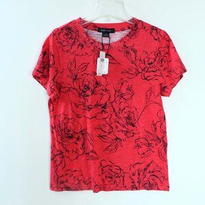 NEW ANTHROPOLOGIE Sanctuary The Perfect Tee XS Red Floral